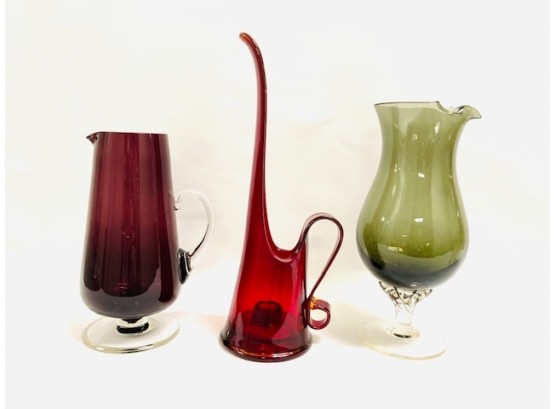 Mid Century Modern Glassware Trio