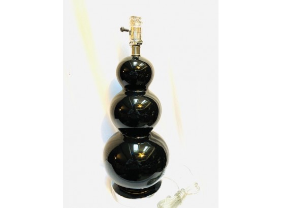 Black Triple Gourd Style Glass Table Lamp With Silverstoe Base.