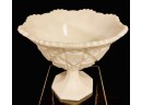 Gorgeous Vintage Westmoreland Signed Quilted Milk Glass Compote