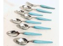 Vintage Mid Century Modern Turquoise Tone Flatware By Branchell