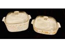 Rare Pair Of Vintage Corningware Pastel Basquet Floral Pattern Casserole Dishes With Lids