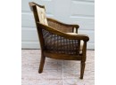 Vintage Mid Century Cane Sided Upholstered Chair