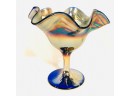 Gorgeous Vintage Blue Tone Carnival Glass Compote