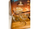 Vintage Teak Wood Tray With Glass Dome, Wine Carafe And  Glasses