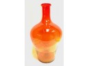 Large Vintage Orange Ombre  Hand Blown Glass Vase
