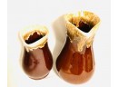 Pair Of Brown Glaze Pitchers By Roseville Pottery