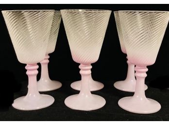 Set Of Vintage Blendo Style Lilac Swirl Flared Stemware (6ct)