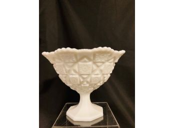 Gorgeous Vintage Westmoreland Signed Quilted Milk Glass Compote