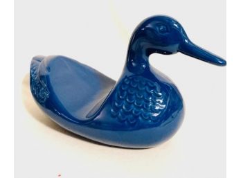 Vintage Royal Blue Ceramic Duck Soap Dish By Nova Designs
