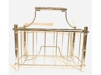 Faux Bamboo And Chrome Mid Century Modern Magazine Rack