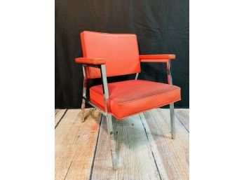 Vintage Mid Century STEELCASE Armchair In Pomegranate Red
