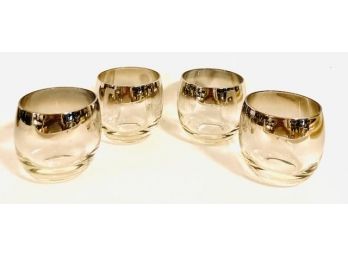 Set Of Vintage Mid Century Modern Dorothy Thorpe Style Silver Fade Roly-Poly Glasses (4ct)