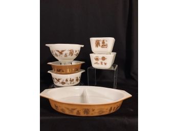 Large Grouping Of Vintage Pyrex Early American Pioneer Pottery (8ct)