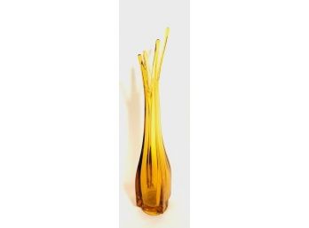Vintage Amber Glass Stretch Vase