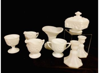 Collection Of Vintage Milk Glass Pieces