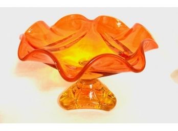 Stunning Vintage Mid Century Ambering Compote By Viking Glass