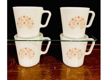 Set Of Vintage Mid Century Pyrex Milk Glass Mugs (4ct)