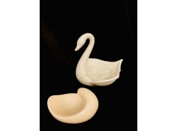 Vintage Figural Bird Ceramic Soap Dish And Large Swan Bowl