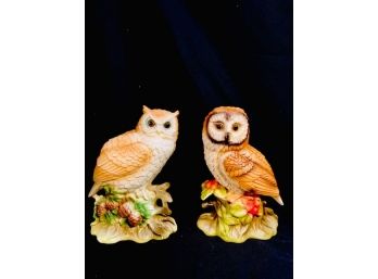 Pair Of Vintage Mid Century Ceramic Owl Figurines