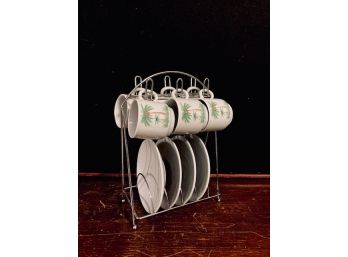 Fantastic Palm Tree Themed Cappuccino Set With Caddy (11pcs)