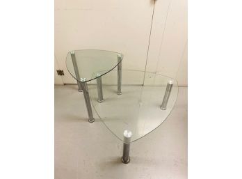 Pair Of Glass Guitar Pic / Atomic Amoeba Accent Tables