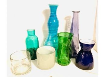 Vintage Blue & Green Hue Glassware Grouping (7ct)