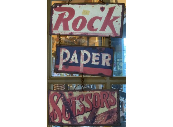 Rock Paper Scissors Metal Sign