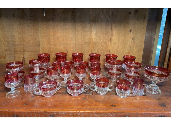 Kings Crown Ruby Glassware By Tiffin Franciscan - 30 Piece