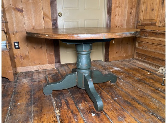 Vintage Round Pine Pedestal Table