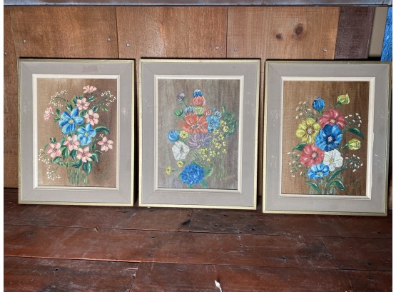 Trio Of Vintage Oil On Canvas Paintings, Signed By Artist F. Spangle