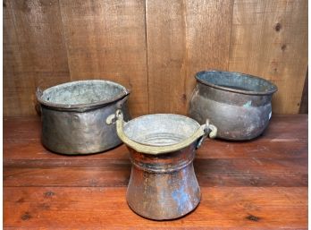 Vintage Copper Pot Collection - Set Of 3