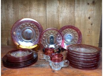 Kings Crown Ruby Dinnerware By Tiffin Franciscan - 19 Piece