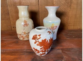 Trio Of Ceramic Vases - Cambridge Glass And More