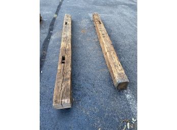 Reclaimed Antique Hand Hewn Wooden Beams - Lot #1 Of 3