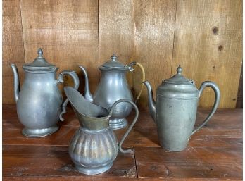 Collection Of Pewter Teapots And More - 4 Pieces