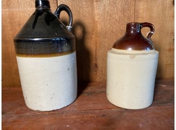 Pair Of Vintage Stoneware Whiskey Jugs
