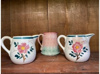 Trio Of Pottery Pitchers