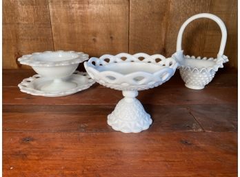 Milk Glass Collection - Set Of 3