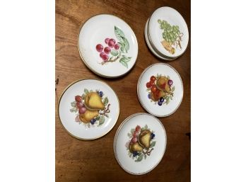 Vintage China Dessert Plates With  Fruit Motif - Set Of 10