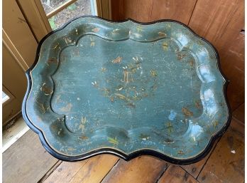 Vintage Tray Table With Wood Frame