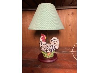 Rooster Table Lamp With Green Gingham Shade
