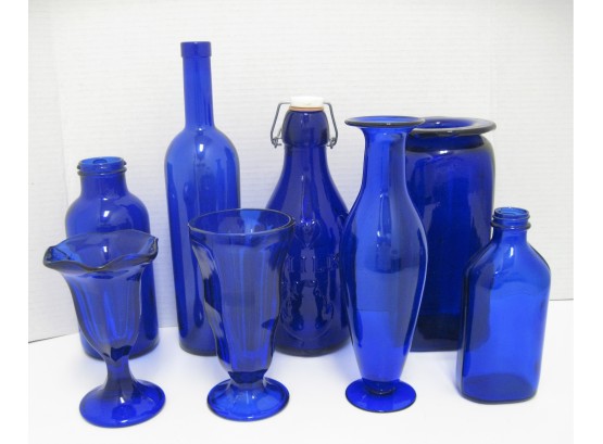 Grouping Of Cobalt Blue Bottles