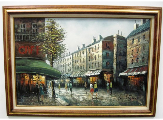 Listed Artist Henri Rogers Beautiful Paris Street Scene Oil Painting