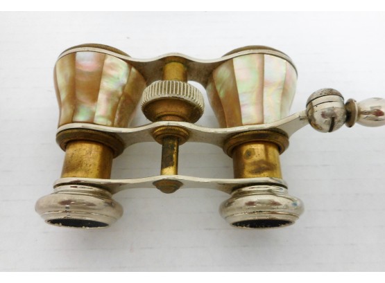 Antique Mother Of Pearl Opera Glasses Inscribed With Handle