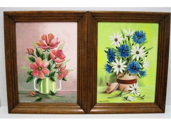 Pair Of Mid Century Still Life Paintings By Sally Dembry