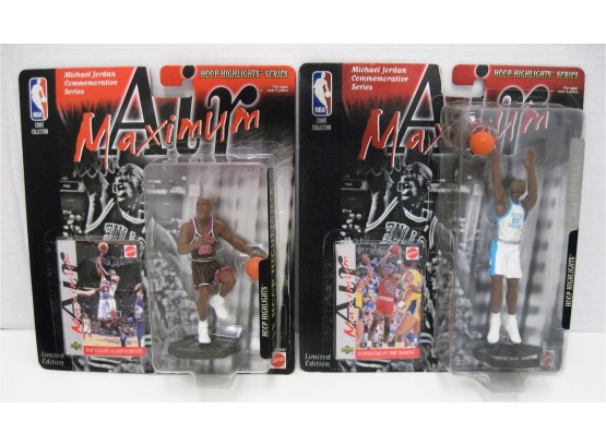 Pair Of 1999 Mattel Maximum Air Michael Jordan Rookie Of The Year & College Player Of The Year Figurines
