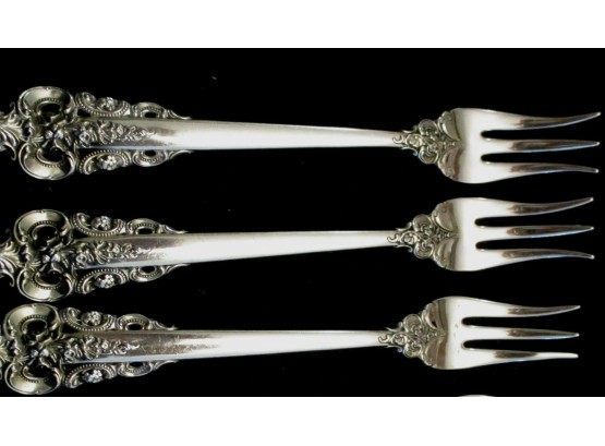 Lot Of 3 Wallace Sterling Silver Grand Baroque  5 1/4' Cocktail Forks