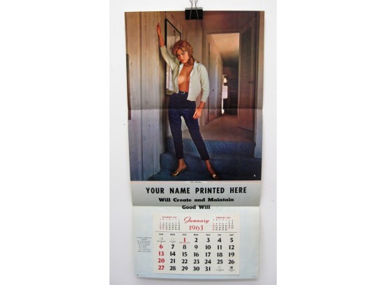 Original Vintage 1963 Playboy Playmate Ellen Stratton Salesman Sample Pinup Calendar