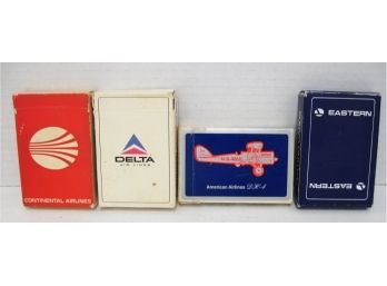 Lot Of 4 Vintage Decks Airlines Playing Cards