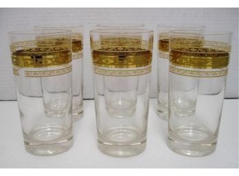 Set Of 6 Culver Mid Century 22k Gold 5 1/2' Highball Glasses